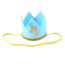 Neugeborenes Kleinkind Baby Mädchen Junge Halb 1/2 Erster Zweiter Dritter Geburtstag Krone Party Cake Smash Stirnband Haarschmuck blau