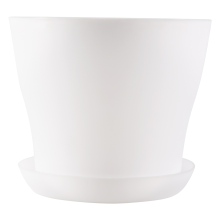 Maceta de plástico con bandeja para platillo, redonda, brillante, para decoración del hogar y el jardín, parte superior blanca, 14 cm (5,51")