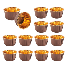50 pirottini per muffin in alluminio usa e getta, pirottini per muffin, teglie con beccuccio, pirottini per budino, oro e marrone