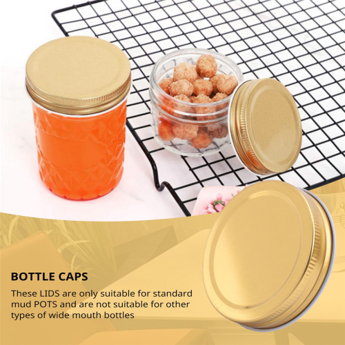 24 Packs Jar Lids Regular Mouth Leak Proof Secure Storage Solid Caps (Gold) 1