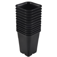 Paquete de 12 macetas cuadradas de plástico negras para flores, cactus, etc., para viveros.