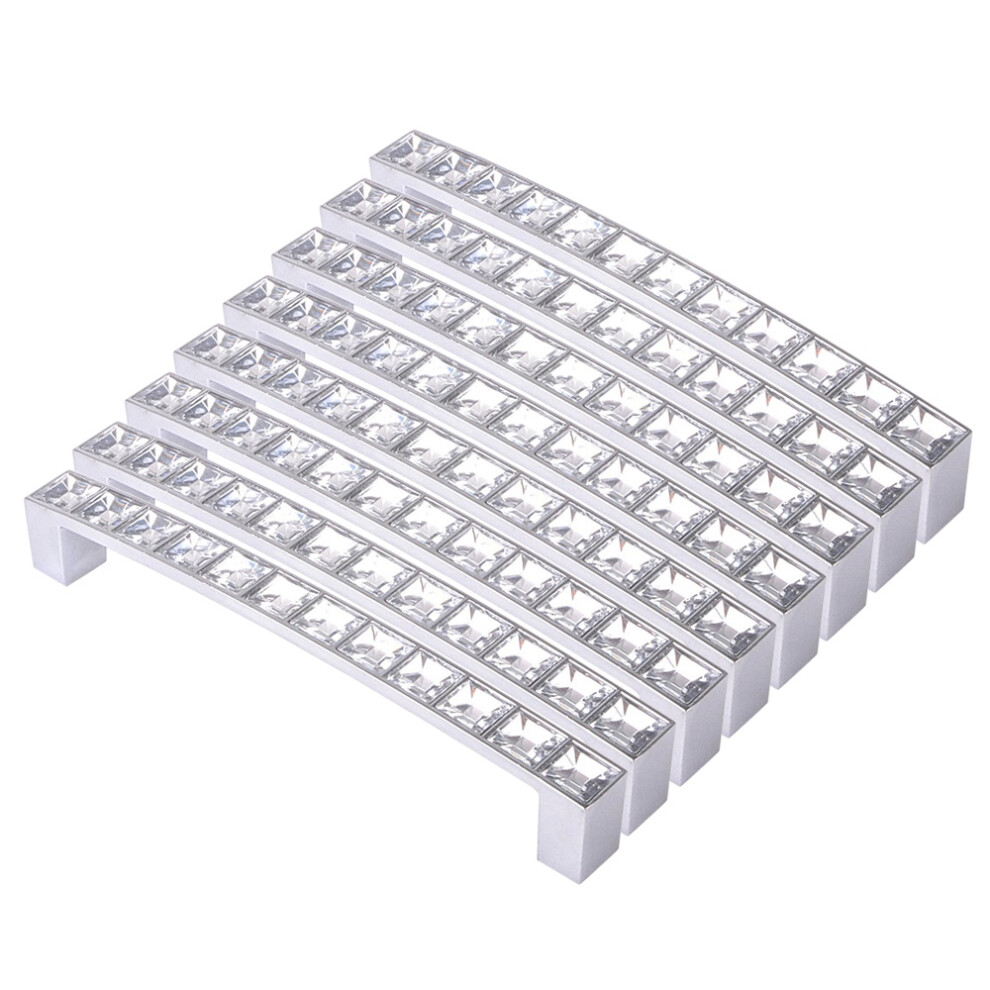 Pack Of 8 Europe Style Square Rhinestone Furniture Door Wardrobe Cupboard Cabinet Drawer Pull Handle Knobs 128Mm 4853021739116
