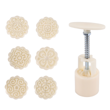 Mondkuchenform zum Mittherbstfest, durch Handdruck zu bedienen, mit 6 Stempeln, Keksform, CookieMoon-Form mit Blumen-Design