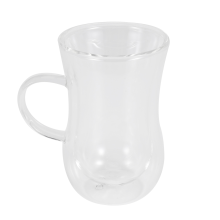 80Ml European Double Coffee Mug Heat-Resistant Glass Cappuccino Cup Milk Juice New Cafe Office with Handle
