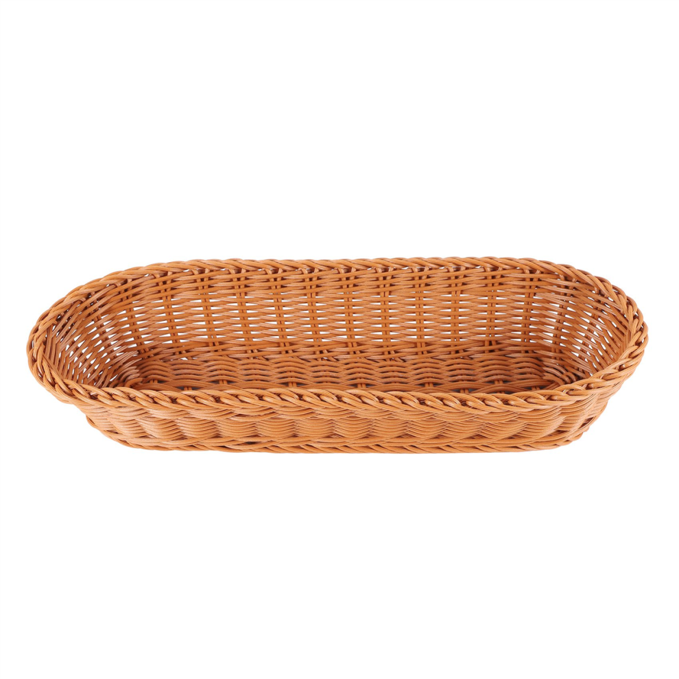 Oval Wicker Woven Basket Bread Serving Basket, 14Inch Storage For Food Fruit Cosmetic Tabletop And Bathroom Exogio
