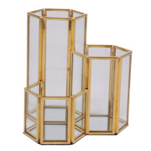Glas Kupfer Hexagon Verbund Stift Halter Make-Up Pinsel Box Multifunktions Desktop Organizer Büro Zubehör