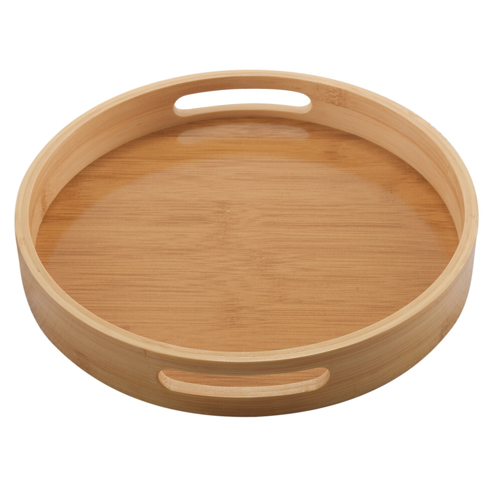 Round Serving Bamboo Wooden Tray For Dinner Trays Tea Bar Breakfast Food Container Handle Storage 1 Exogio