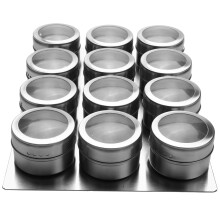 12-teiliges magnetisches Gewürzdosen-Set, Salz- und Pfefferstreuer aus Edelstahl, Gewürzbox, Gewürzbehälter