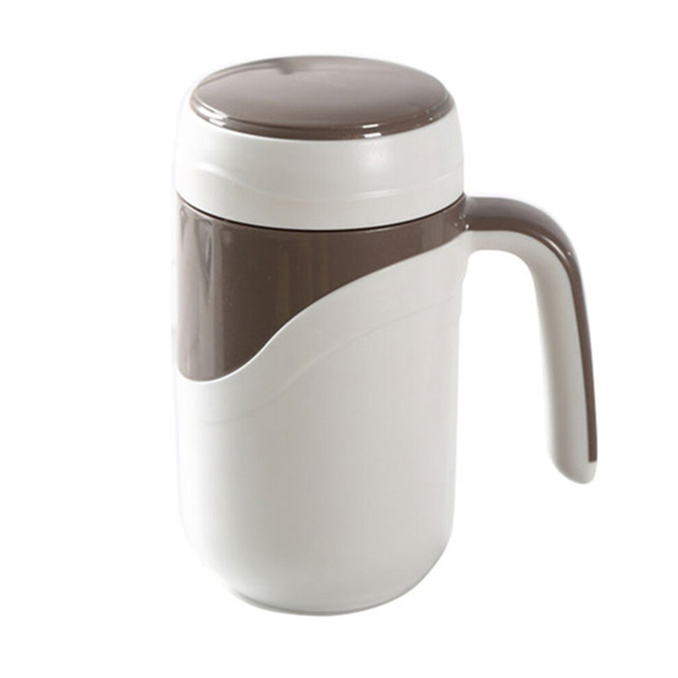 Exogio White Ceramic Cup Vacuum Flask Leakproof Insulated Bottle Mug Home Office Tea Coffee With Handle 380Ml