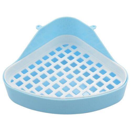 Bac à litière pour petits animaux, bac à litière d'angle pour hamster (bleu)