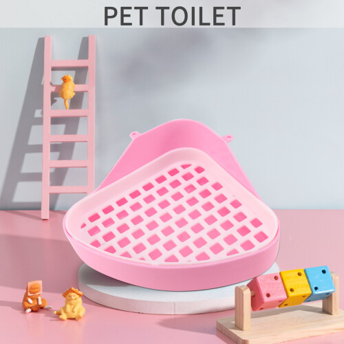 Bac à litière pour petits animaux, bac à litière d'angle pour hamster (rose) 1