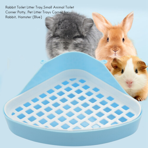 Bac à litière pour petits animaux, bac à litière d'angle pour hamster (bleu) 1