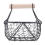 Wooden Handle Metal Retro Basket Portable Multi-Function Vegetable Fruit Egg Groceries Practical Storage Organizer Black 6