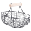 Wooden Handle Metal Retro Basket Portable Multi-Function Vegetable Fruit Egg Groceries Practical Storage Organizer Black 3