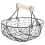 Wooden Handle Metal Retro Basket Portable Multi-Function Vegetable Fruit Egg Groceries Practical Storage Organizer Black 1