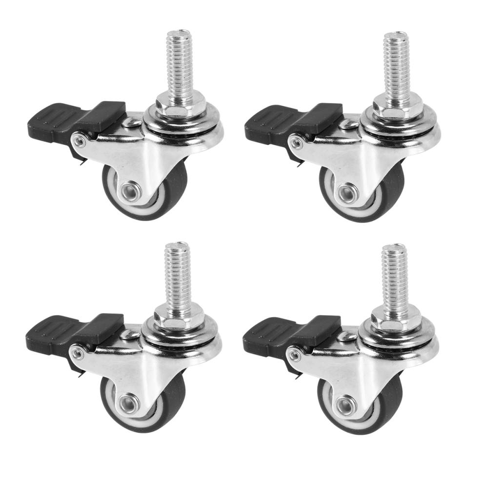 4Pcs Mini Small Casters 1 Inch M8x15mm Tpe Silent Wheels With Brake Universal Wheel For Furniture Bookcase Drawer 4853021759367