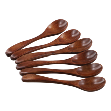 Kleine Holzlöffel, 6 Stück, 13,5 cm, natürliche Suppenlöffel, Bambusholzlöffel zum Essen, handgefertigte Gewürze, Mischen, Servieren