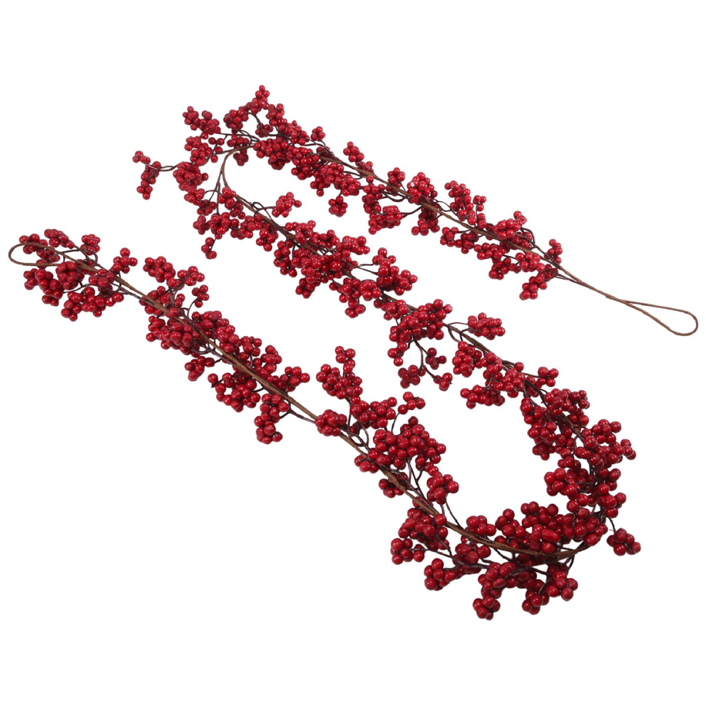 Exogio 5.9 Ft Christmas Berry Garland Artificial Pip For Fireplace Decorations Holiday Decor Red/Burgundy