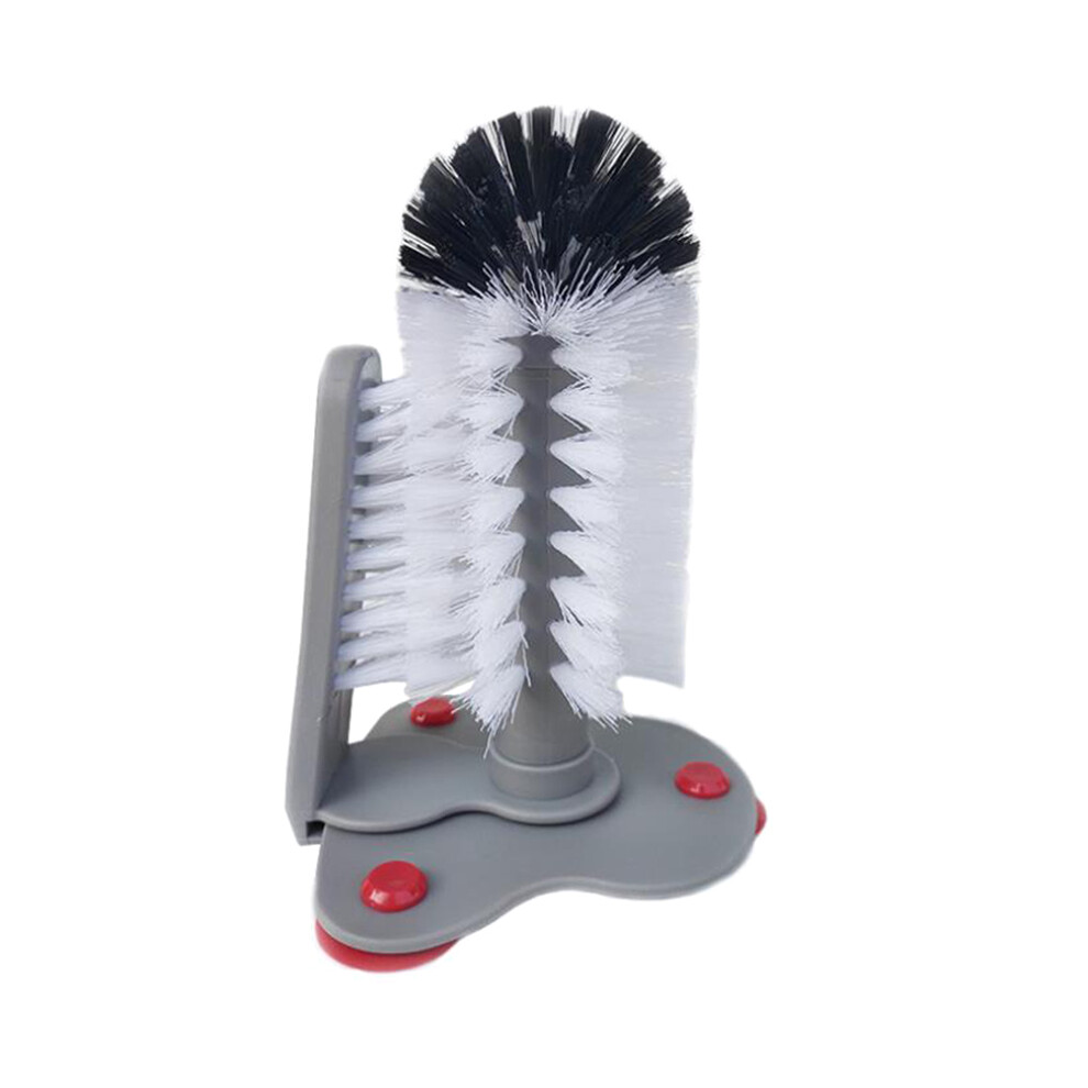 Exogio Black/White Double-Headed Sink Cup Brush Sucker Kitchen Cleaning Supplies Rotating Wine Bottle Cleaner Scrubber