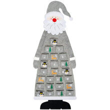 Christmas Felt Advent Calendar Wall Hanging Santa with Pockets 24 Days Reusable Gray
