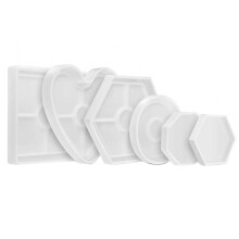 6er-Pack Untersetzer-Silikonformen, sechseckig, quadratisch, rund, Herz, Epoxidharzformen zum Gießen mit Harz, Beton, Zement