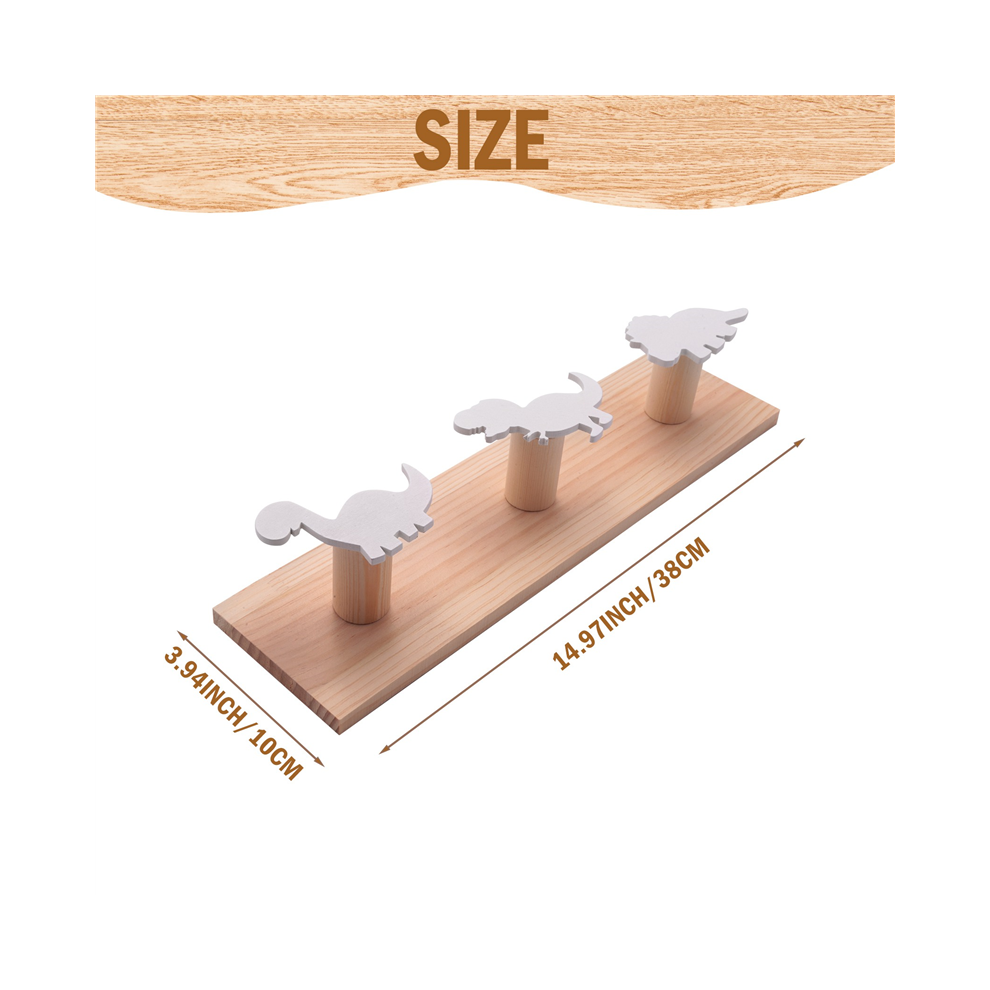 Kids Dinosaur Wall Mounted Coat Hooks Wooden Door Hanger for Boys Bedroom Nursery Playroom Decorations -White-image-OPC-PJSBHJ7-NEW