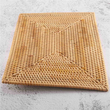 2 manteles individuales de ratán antideslizantes para mesa de comedor, resistentes al calor, tejidos y aislantes.