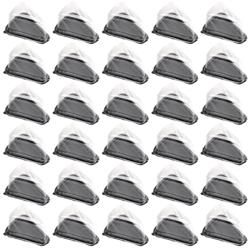 100Pcs Cake Plastic Clear Cupcake Container Cheesecake Box with Blister Black Bottom