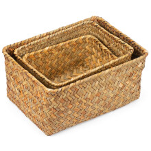 Aufbewahrungskorb aus Seegras, handgefertigte Rattan-Regalkörbe und Haushaltsbehälter in mehreren Größen zur Dekoration