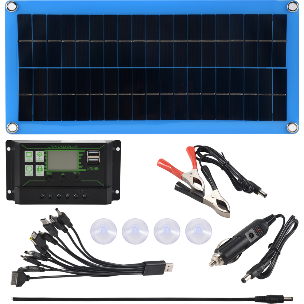 300W Solar Panel 12V 5V Dual Usb Controller Waterproof Monocrystalin Cells Battery Charger -100A 4853021777927