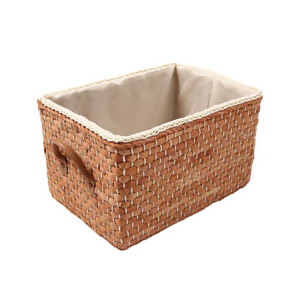 Manual Woven Storage Basket Handmade Laundry Wicker Baskets Sundries Organizer Clothes Toys Container Decoration - Brown Exogio