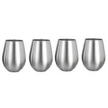 4 Stück Weingläser ohne Stiel aus Edelstahl für Küche und Bar, unzerbrechliche Metall-Trinkbecher für drinnen und draußen, Picknicks, Camping