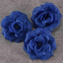 Silk Rose Flower Heads,50Pcs for Hat Clothes Album Decoration, Wedding Decoration (Dark Blue)