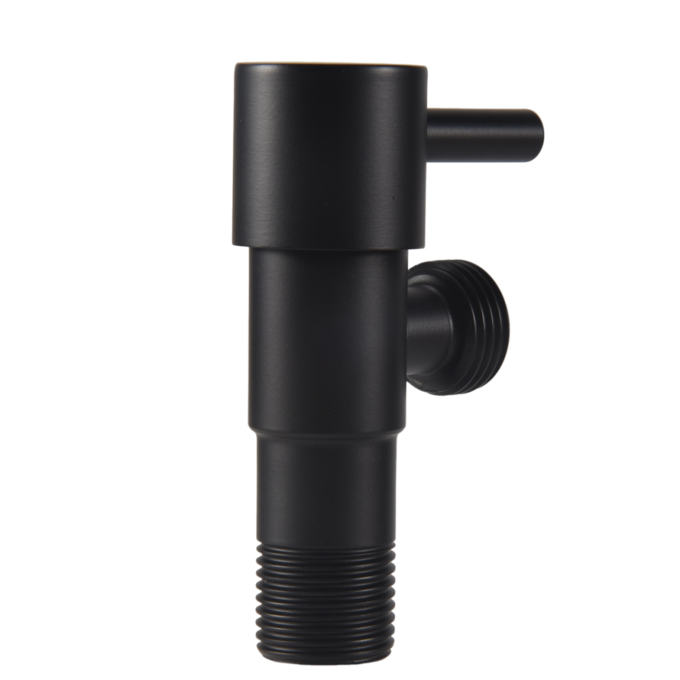 Photos - Tap / Valve / Fitting Black Angle Valve 304 Stainless Steel Water Stop Leak-Proof Cold and Hot General Bathroom Accessories