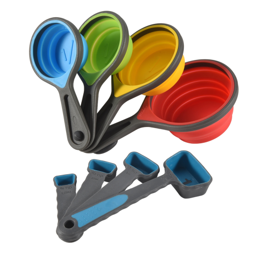 Foldable Silicone Measuring Cups and Spoons Set, for Cooking Baking Dosing Aid 1