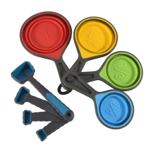Foldable Silicone Measuring Cups and Spoons Set, for Cooking Baking Dosing Aid