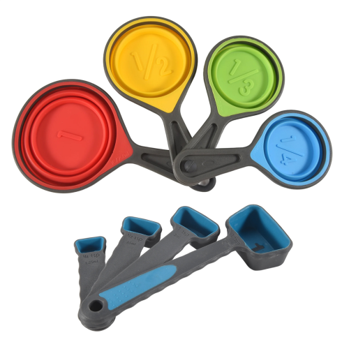 Foldable Silicone Measuring Cups and Spoons Set, for Cooking Baking Dosing Aid 2