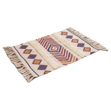 60X90cm Retro Bohemian Handgewebter Quastenteppich für Zimmerfenster Nachttisch Leinenteppich Tischläufer Fußmatte