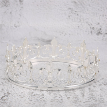 Corona reale per uomo - Corone e tiare da principe in metallo, cappelli rotondi per feste di compleanno, accessori medievali (argento)