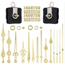 2-teiliges geräuschloses Wanduhr-Quarzwerk-Mechanismus-Kit mit goldenen Zeigern und arabischen Zahlen, DIY-Ersatzteile, 18 mm