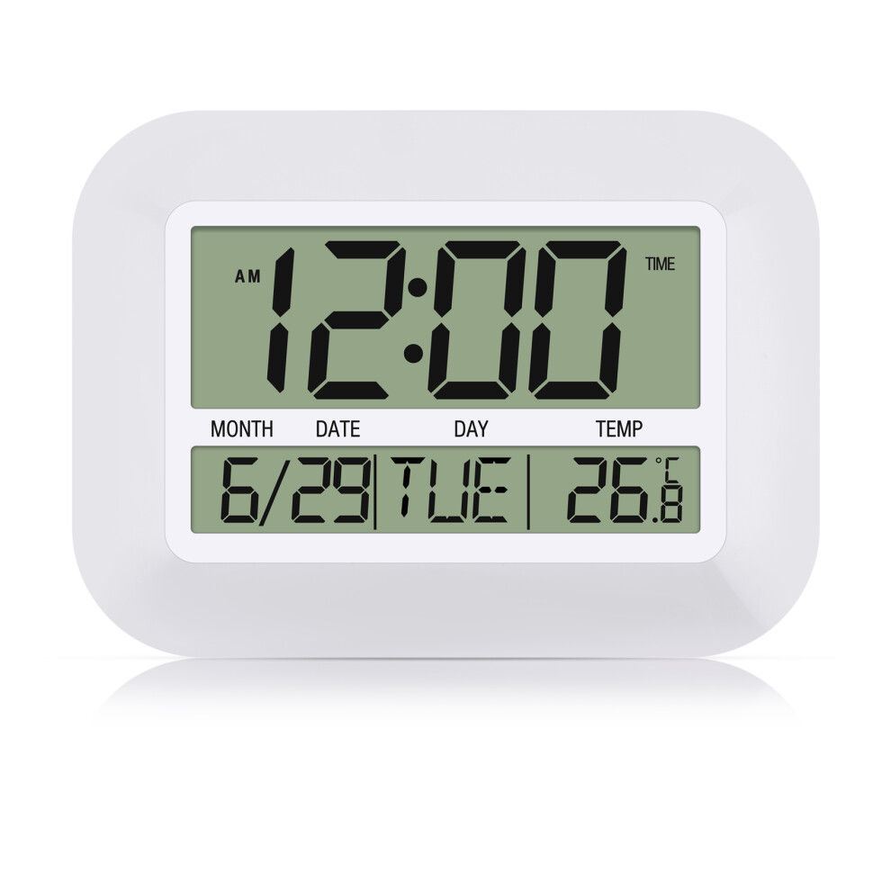 Exogio Digital Wall Clock Battery Operated Simple Large Temperature Calendar Date Day For Home Office