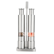 Manuelles Salz- und Pfeffermühlen-Set, Daumendrückermühle, Edelstahl-Gewürzsaucenmühlen mit Metallhalter
