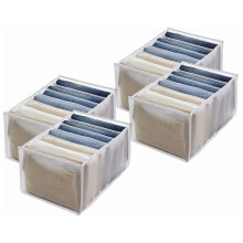 4 pezzi di organizer per guardaroba, scomparto per jeans, organizer pieghevole per vestiti in rete, bianco