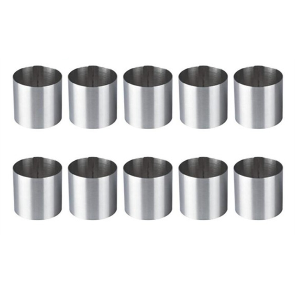 10 Pieces Stainless Steel Mousse Rings Round Biscuit Cutter Cake Mold Kitchen Baking Pastry Tool For Tart,Fondant,Etc Exogio