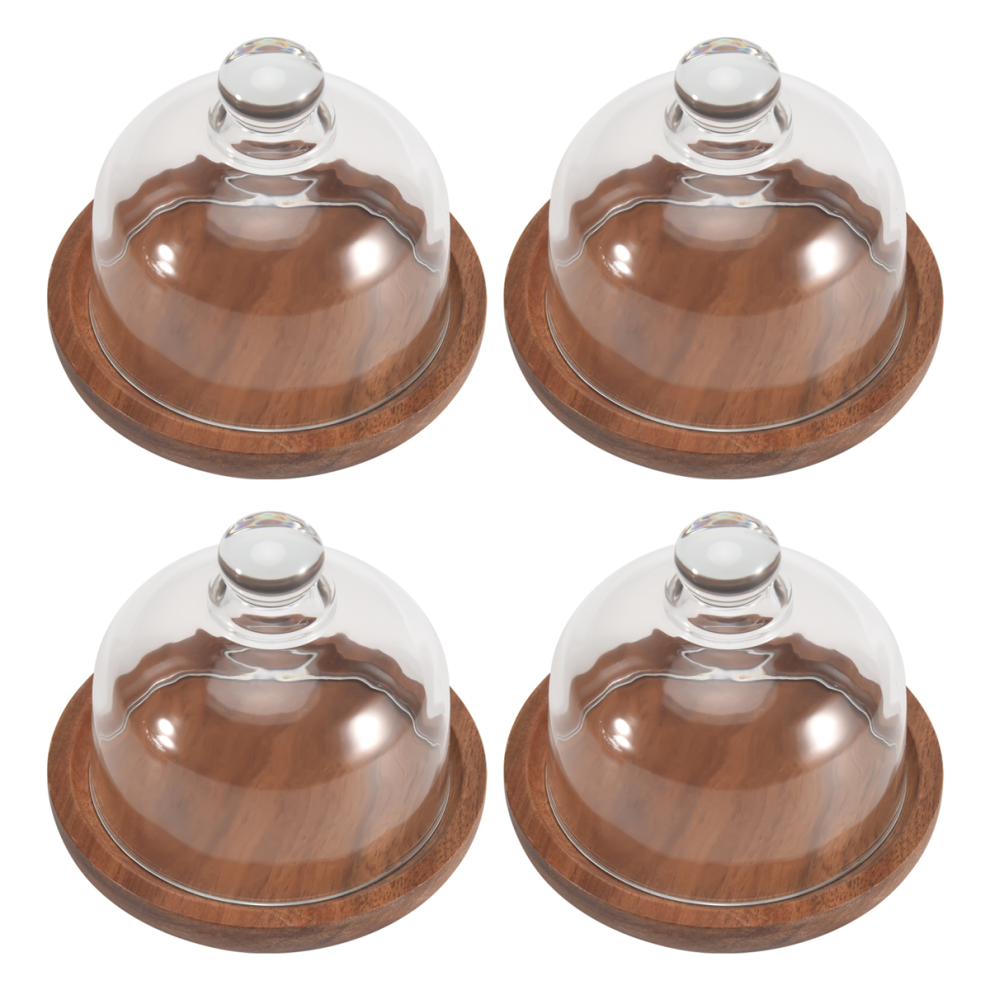 Multifunctional Mini Dessert Serving Stand Cake Dish With Dome Lid Platter Plate For Home Hotels(4Pcs) Exogio