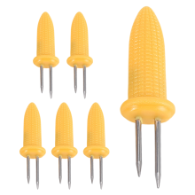 6 piezas de brochetas de acero inoxidable para mazorcas de maíz con mango de silicona