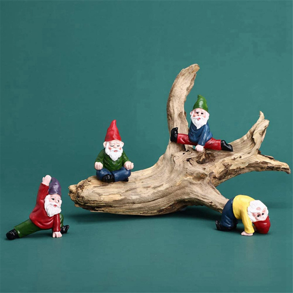 4 StüCk Lustige Gartenzwerge, Yoga-Zwerg-Ornamente, Feenzwerg-ZubehöR, Miniatur-Dekorationen-image