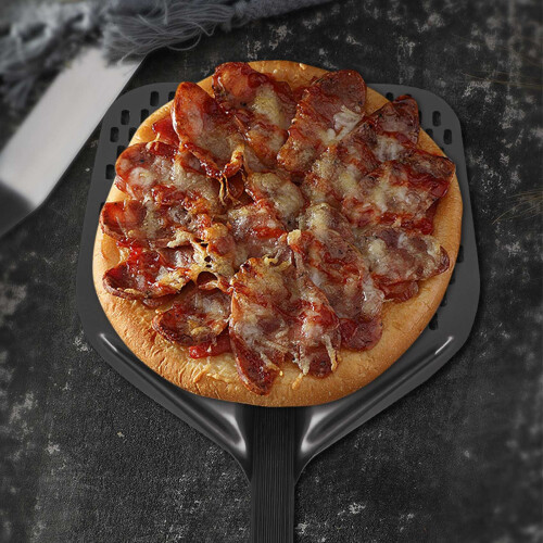 Pala para pizza perforada, rectangular de 30 cm, para hornear pizzas caseras. 2