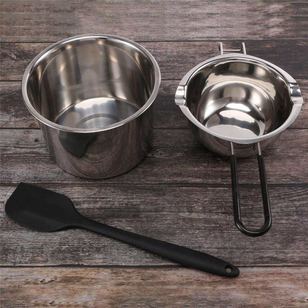 Exogio Double Boiler Pot Set Stainless Steel Melting With Silicone Spatula For Chocolate,Soap,Wax,Candle Making