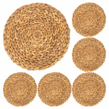 Runde gewebte Tischsets, Wasserhyazinthen-Rattan-Tischsets, geflochtene Tischsets, rutschfeste Isolierpads